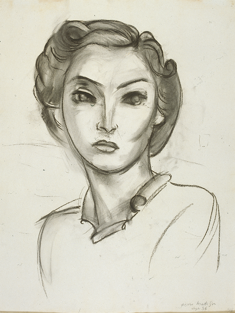 马蒂斯,《佩利夫人肖像》,1936年,水彩纸上炭笔,66.7×51 cm。法国北方省省立马蒂斯美术馆,勒卡托- 康布雷齐。艺术家捐赠,1952年,藏品编号 1952-56。图片由法国北方省省立马蒂斯美术馆提供(DR) 。