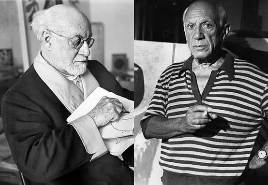 亨利·马蒂斯(Henri Matisse,1869-1954) 右:巴勃罗·毕加索(Pabol Picasso,1881-1973)