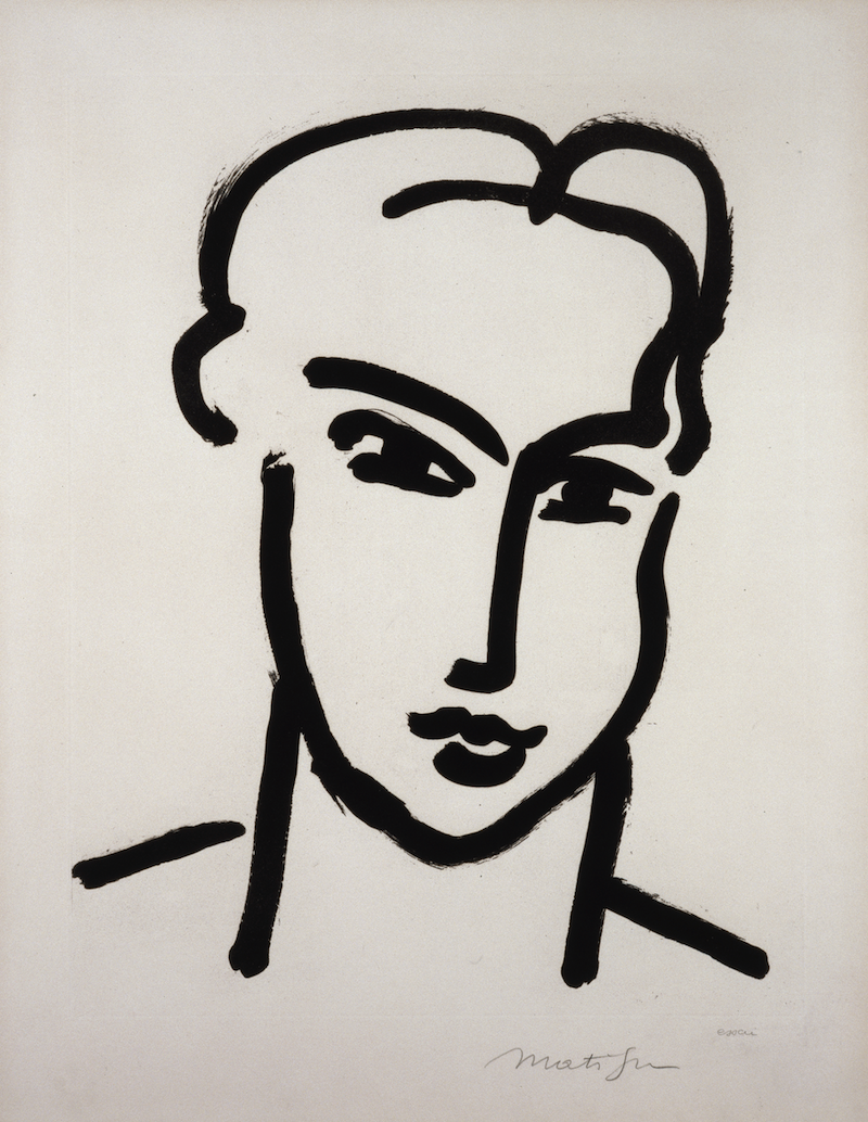 马蒂斯,《凯西亚的大头像》,约1950- 1951 ,BFK里夫布纹纸上飞尘蚀刻版画